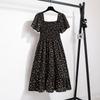 Moda Estiva Abito Casual a Maniche Corte da Donna Vita Elastica Stampato Floreale A-line Abito Midi Abito in Chiffon da Donna