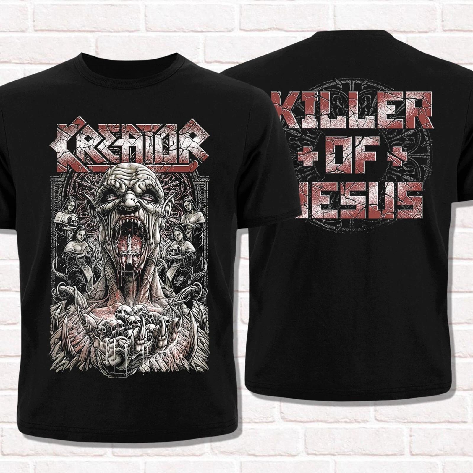 Kreator Черная футболка Убийца Иисуса Трэш-метал Хэви-метал Летняя Хлопок Мужчины Женщины Топ Футболка Уличная Одежда Харадзюку Круглый Вырез Хип-хоп S