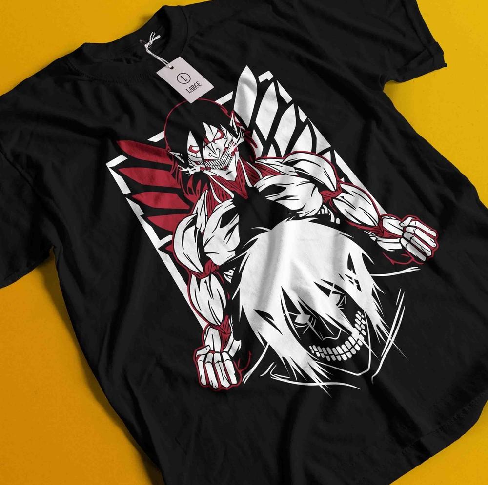 

Attack On Titan Shirt Eren Tshirt Mikasa AOT Levi Anime Manga Graphic Unisex Tee 2XL