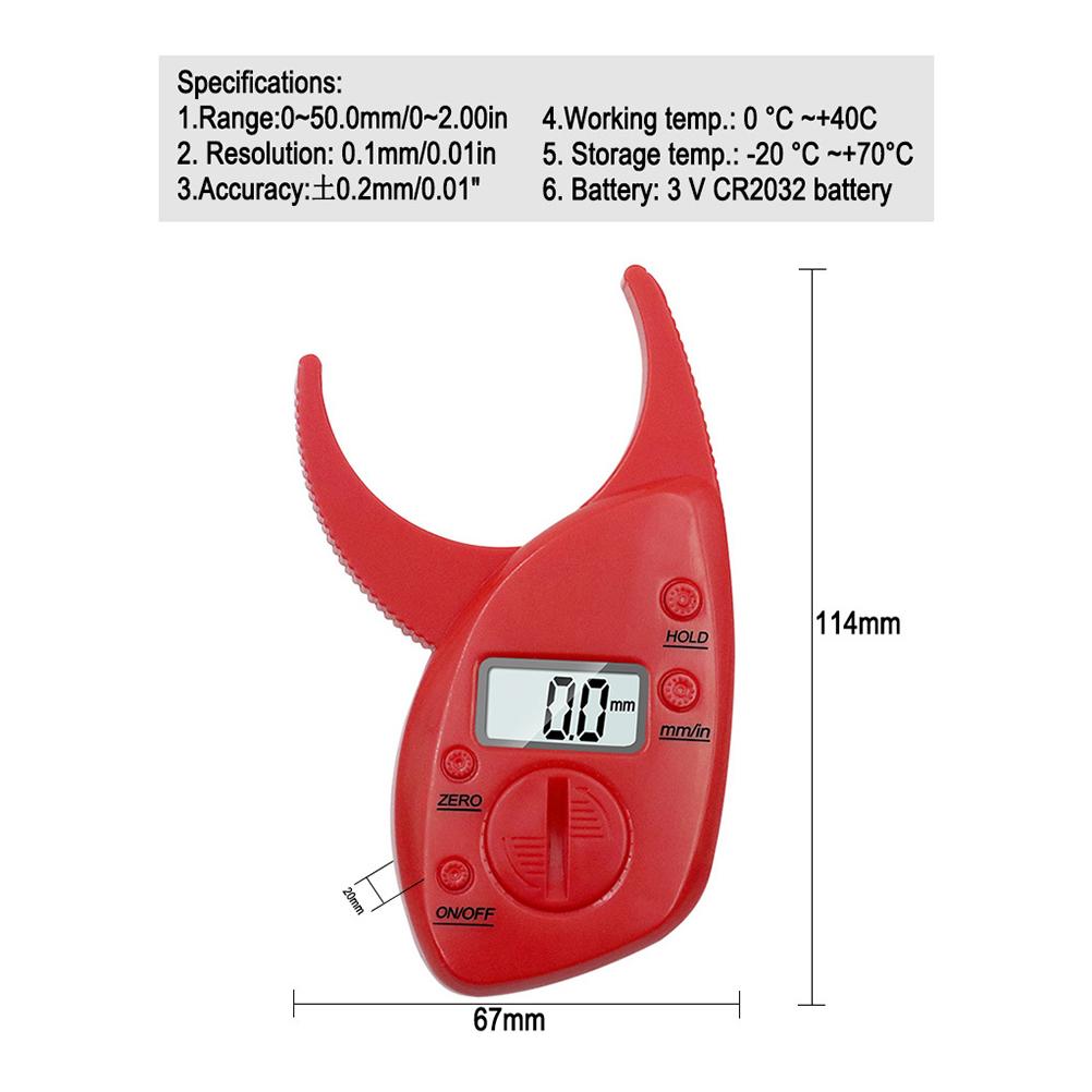 

Red Body Measuring Tool Lcd Display Fat Analyzer Portable Fat Caliper Clip For Fitness Health Monitoring червоний
