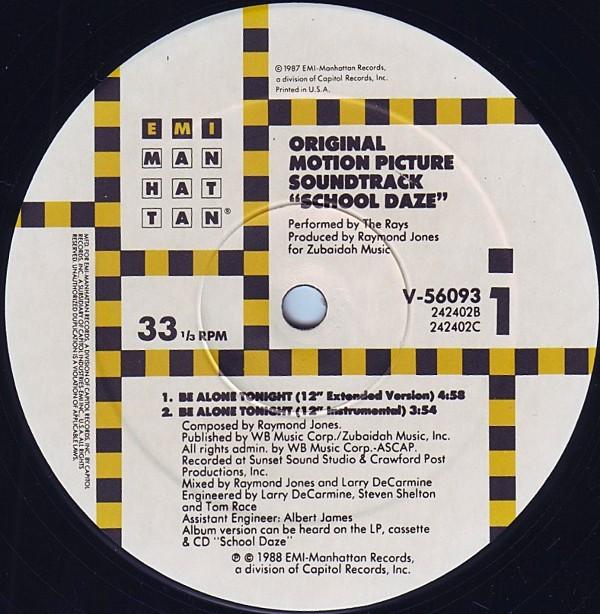 

12inch Record RAYS - Be Alone Tonight V56093 EMI-Manhattan R 1988 US Soul/Funk Used