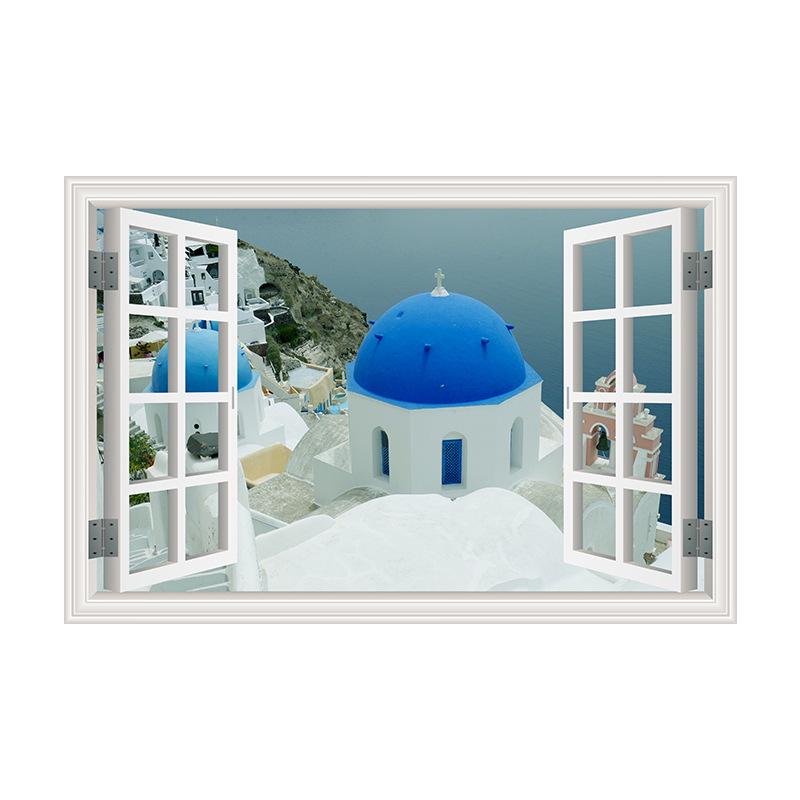 

3D фальшиве вікно Пейзажний живопис Плакати та принти Сучасне настінне мистецтво Картина на полотні Картина для декору вітальні Фреска без рамки 50x75cm