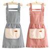 Striped Linen Cotton Apron Breathable Home Kitchen Restaurant Bib Anti Stain