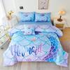 Pink Mermaid Bedding Set Comforter Twin for Kids, Glow In The Dark Mermaid Bedding Sets with Decor Pillow,3 Pieces Girls Bed Set