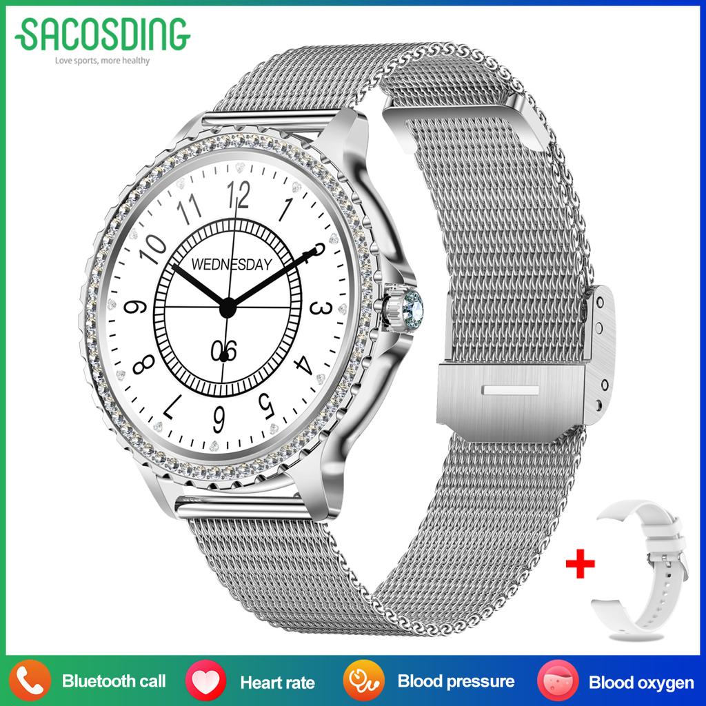 SACOSDING New Fashion Women Smart Watch AMOLED HD Screen 1.32 inch Sports Fitness Tracker Ladies Bluetooth Call SmartWatch For Xiaomi