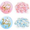 10 Baby Baptism Party Badges with Team Boy/Girl Footprint Emblems, Suitable for Birthday Parties and Baby Shower Decorations