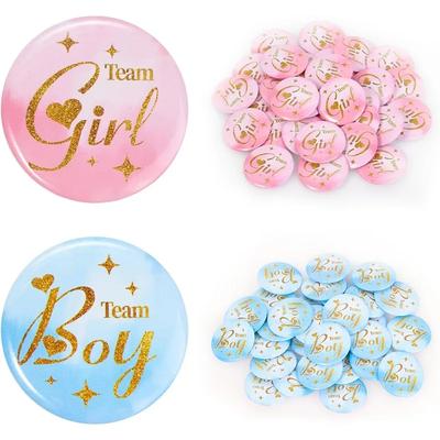 10 Baby Baptism Party Badges with Team Boy/Girl Footprint Emblems, Suitable for Birthday Parties and Baby Shower Decorations