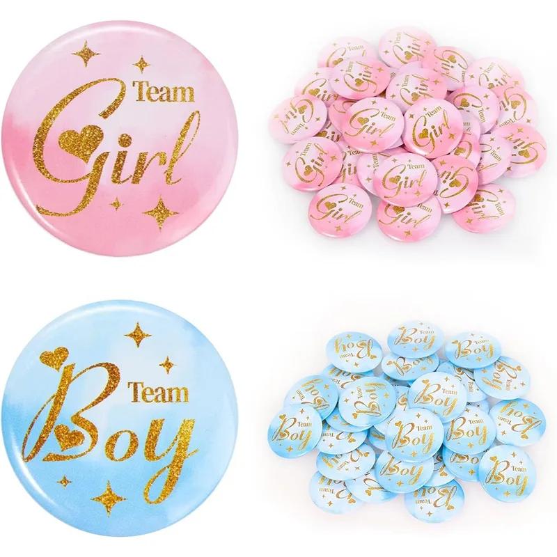 10 Baby Baptism Party Badges with Team Boy/Girl Footprint Emblems, Suitable for Birthday Parties and Baby Shower Decorations