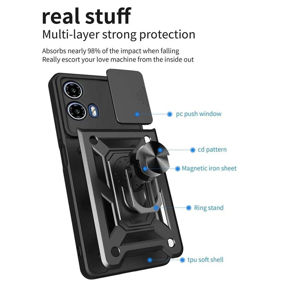 Shockproof Armor Case for Motorola Edge 50 40 NEO 30 Pro Ultra Fusion G04 G34 G84 G54 G42 Ring Holder Slide Lens Protect Cover