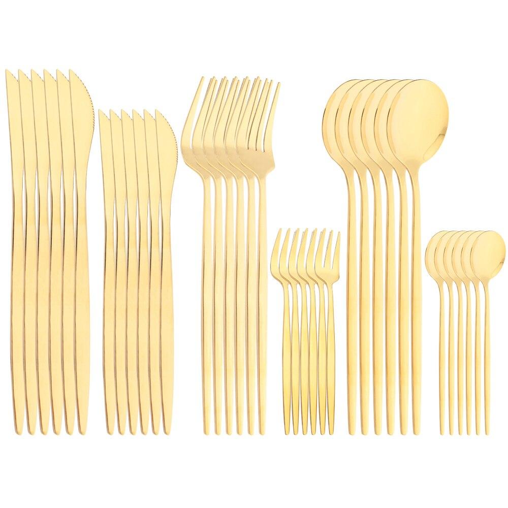 Černé zlato 36ks/6set Sada nádobí Dezertní nůž Nerezové příbory Večeře Lžíce Vidlička Čajová lžička Příbory Sada nádobí