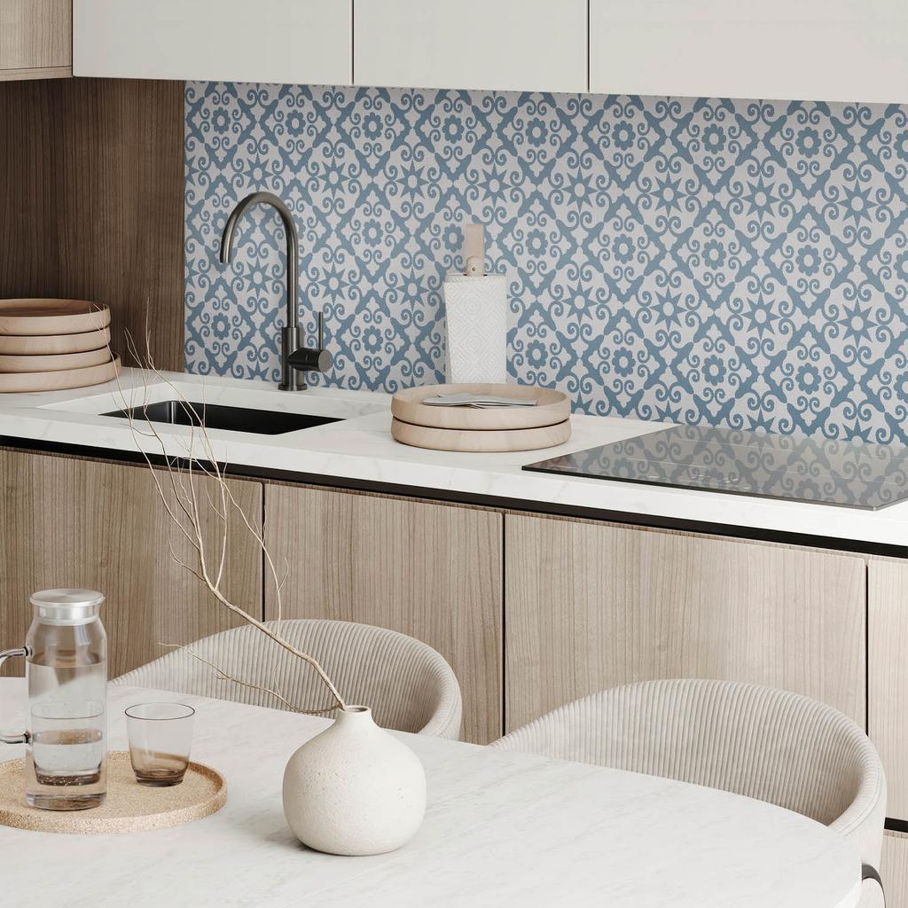 Naklejany Panel Winylowy Do Przedpokoju 100X50 Cm Wzór Z Ornamentami I Kwiatami
