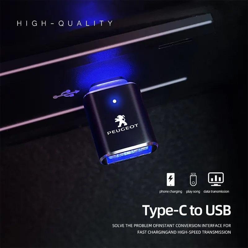 Type-C To USB Adapter OTG Connector Car Accessories For Peugeot 5008 508 408 4008 308 3008 208 2008 Landtrek Rifter e-Expert