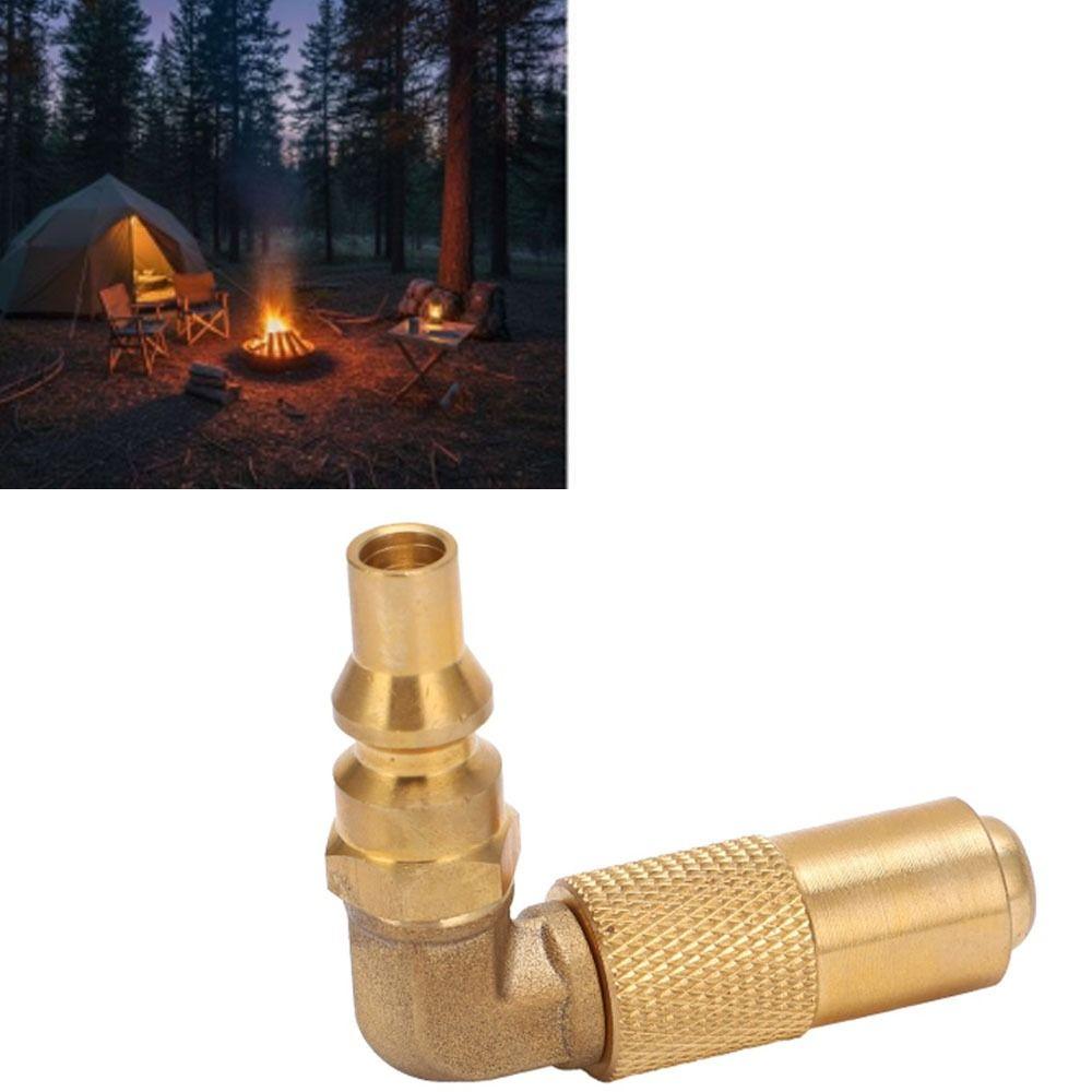 90-Grad-Winkel Gasadapter Messing Gasanschlussadapter Langlebiger Nachfülladapter Campingkocher