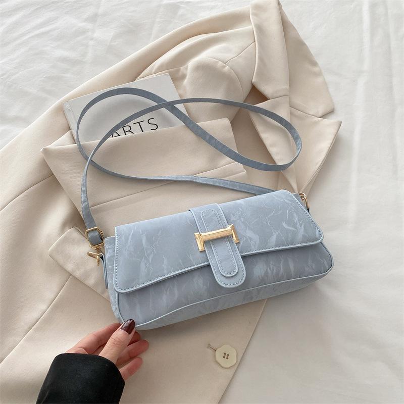 

Нишевая дизайнерская сумка женская 2025 новая популярная универсальная сумка-мессенджер высокая ценность одно плечо подмышечная сумка-багет синий