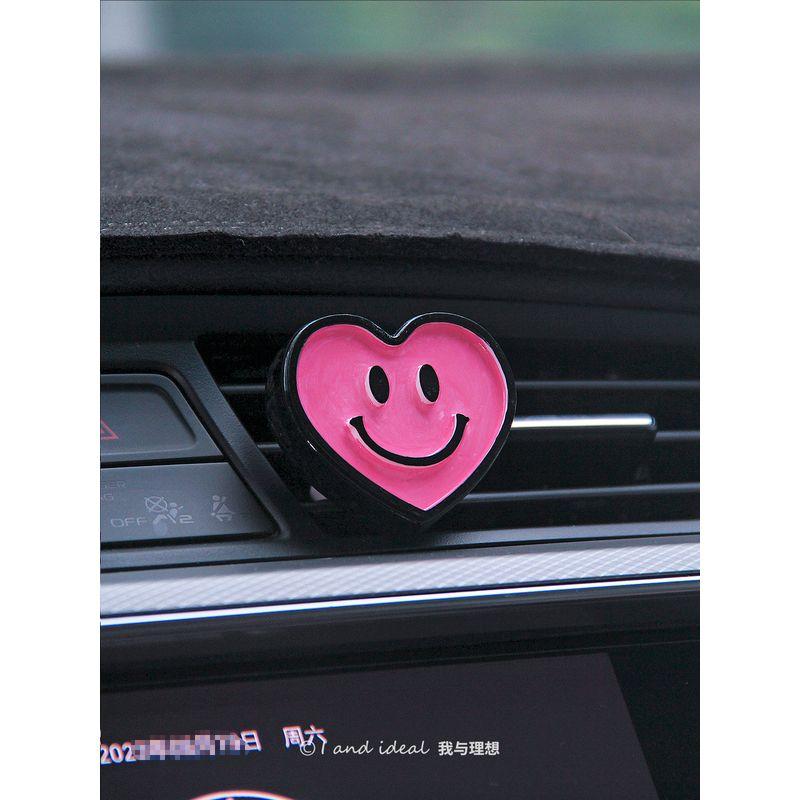 

Heart-Shaped Smiley Face Car Air Freshener for Air Conditioning Vent, Diffuser Stone, Car Interior Decoration, Trendy Gift Ornament Pink Heart((Send Aromatherapy))