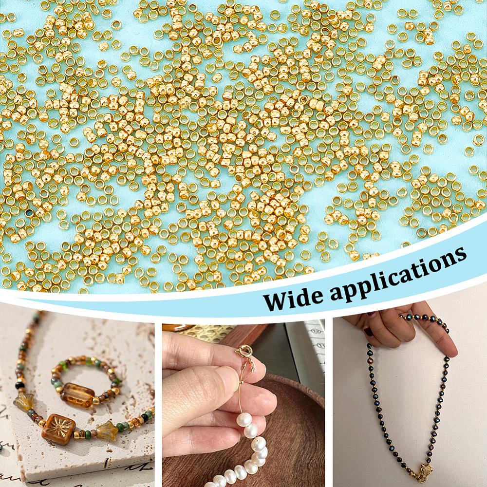 5000Pcs Rondelle Brass Crimp Beads, Rondelle, Golden, 1.5mm, Hole: 0.5mm, 5000pcs/set