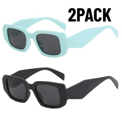 2er-Pack Mode Vintage Sonnenbrille Damen Luxusmarke Designer Süßigkeitenfarbe Quadratisch Reise Outdoor Angeln Sonnenbrillen Lässig