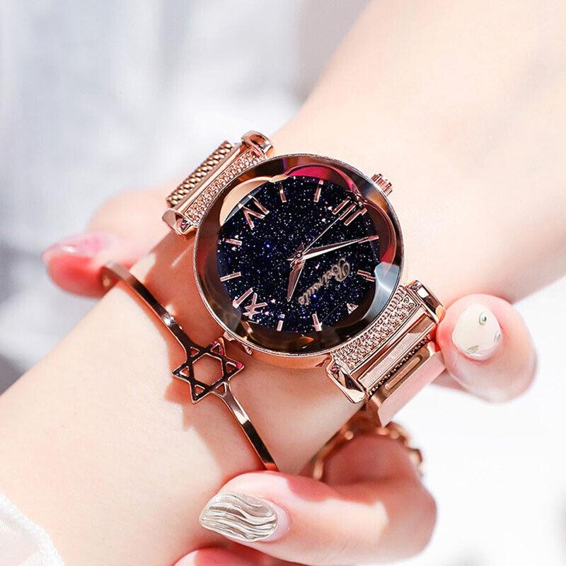 Ladies Watch Starry Sky Wrist Watch Women Bracelet Watches Magnetic Stainless