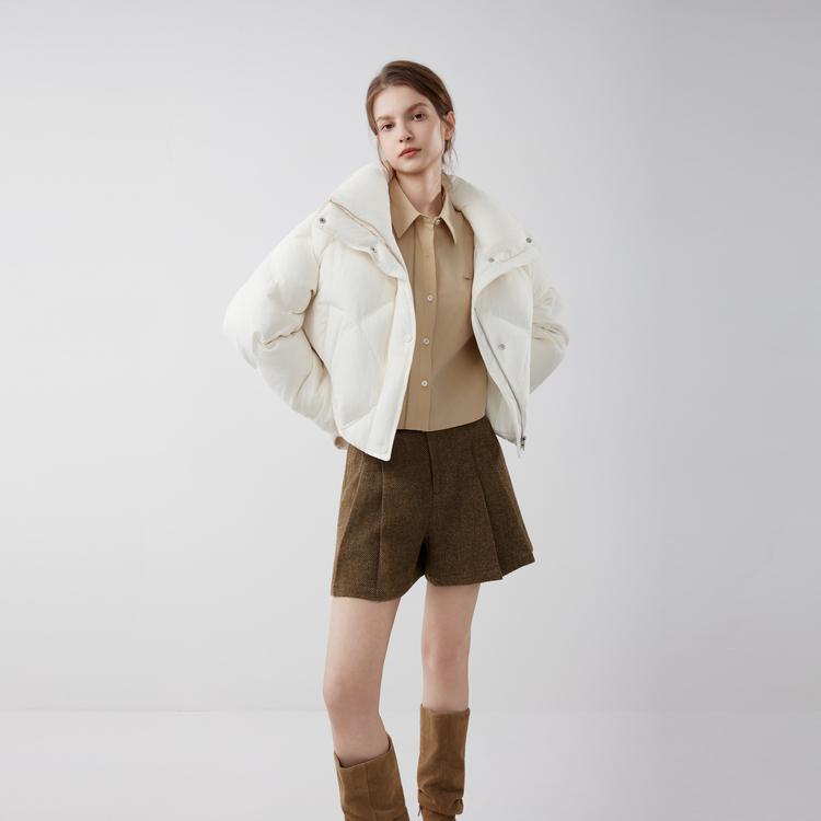 ELLE French Minimalist Fashion Design Diamond Quilted Short Casual Loose Versatile Long Sleeve Puffer Jacket Women outerwear EY52199