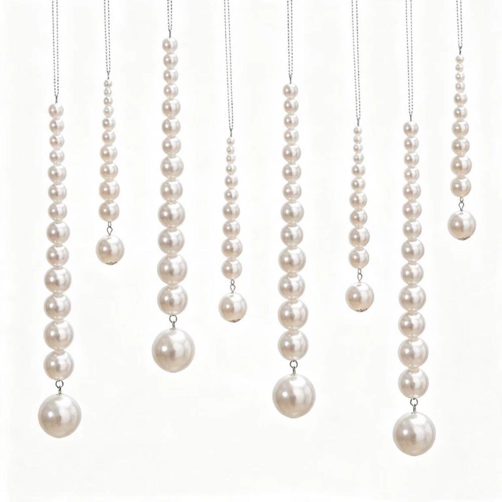 White Christmas Tree Ornaments Beaded Pearl Christmas Tree Hanging Festival Supplies