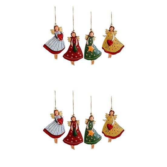 Tre Engel Julepynt Rustikk Gårdshus Engeldekorasjoner Juletre Hengepynt for Ferie Hjemmedekor