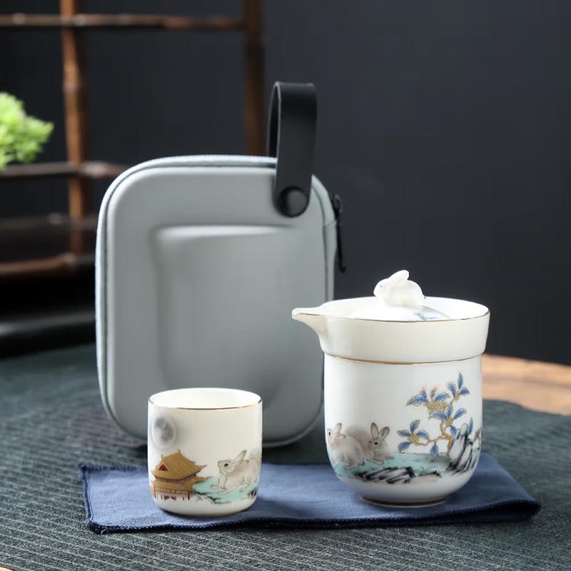 Jade Rabbit Unglazed Zisha Tea Set