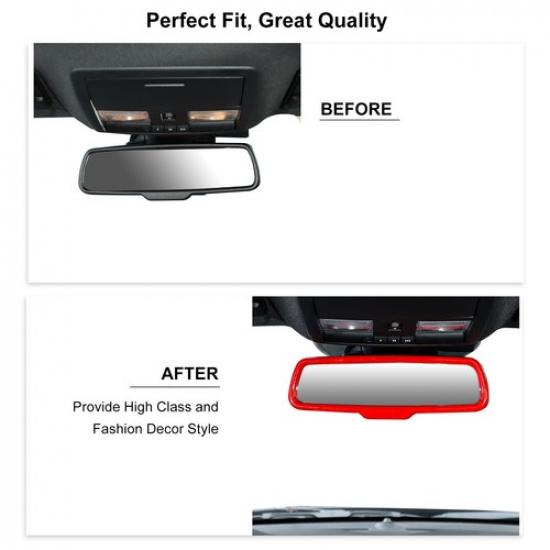 Innenrückspiegel Zierring Abdeckung Dekoration für Dodge Challenger 2015+ Rot