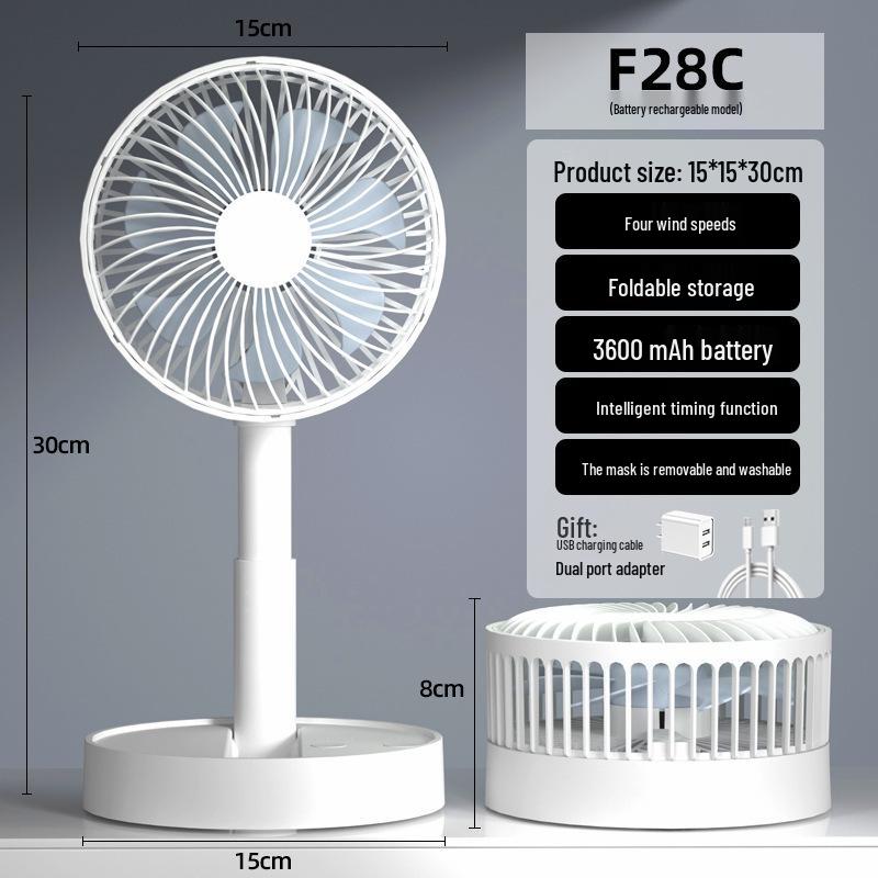 Compact Foldable Office Desk Fan: Rechargeable, Oscillating, Strong Wind, Long Battery Life, Portable for Student Dorms