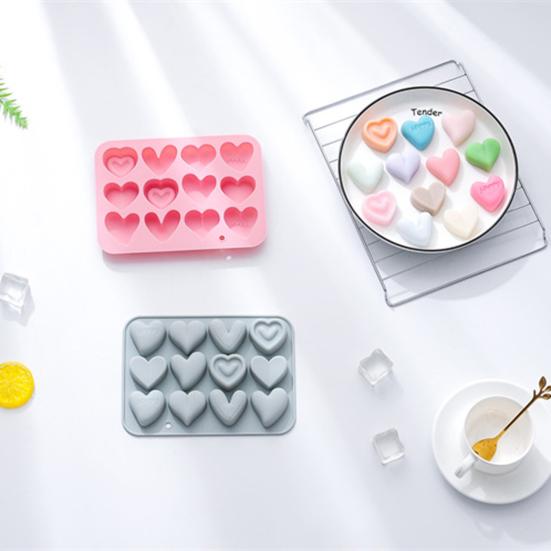 Cake Mold 12-Cavity Heat-resistant Non-stick Good Toughness Quick to Demold 6 Heart