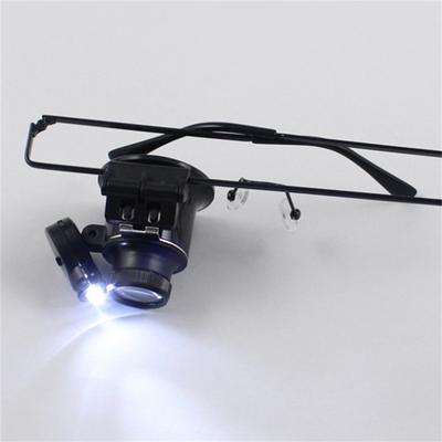 Pannband 20X Förstoringsglas Lupp Huvudförstoringsglas Lins Smycken Klockreparation Urmakarförstoringsglas Med 1 LED-lampa