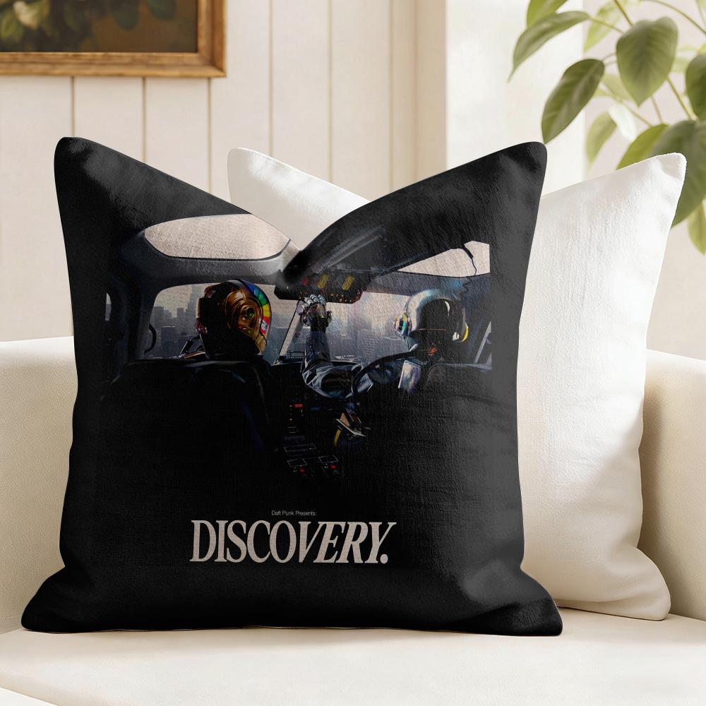 DDaft PPunk Band Cushion Cover Eco Linen Pillow Case DoubleSided Print Breathable Durable Zipper Home Decor Gift