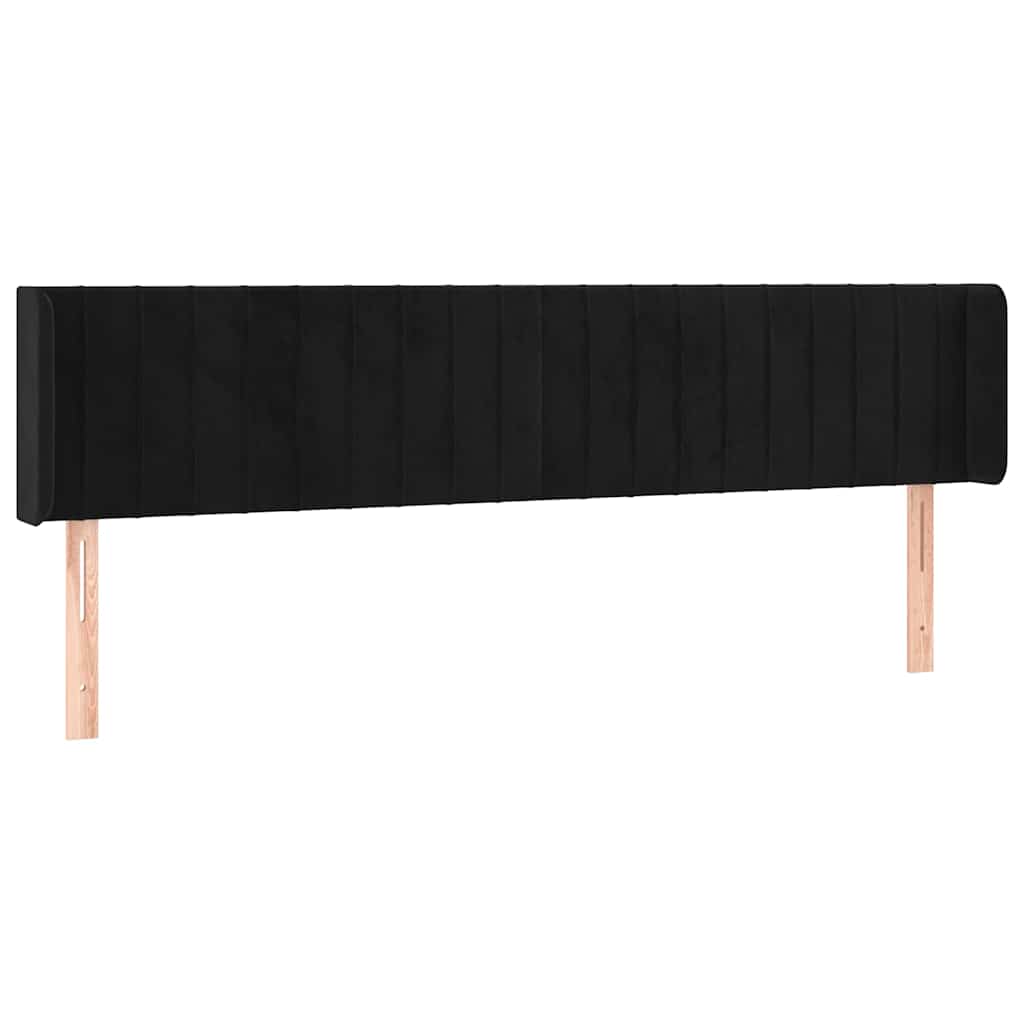 vidaXL Kopfteil mit Ohren Schwarz 163x16x78/88 cm Samt