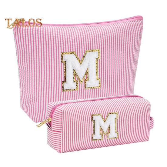 

2 шт. косметички для хранения, косметичка с заглавными буквами, застежка-молния, водонепроницаемая, большая емкость, органайзер для косметики M