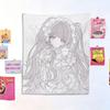 Kawaii Anime Girl Coloring Tapestry, DIY Paint Your Own Lolita Wall Hanging for Bedroom Decor
