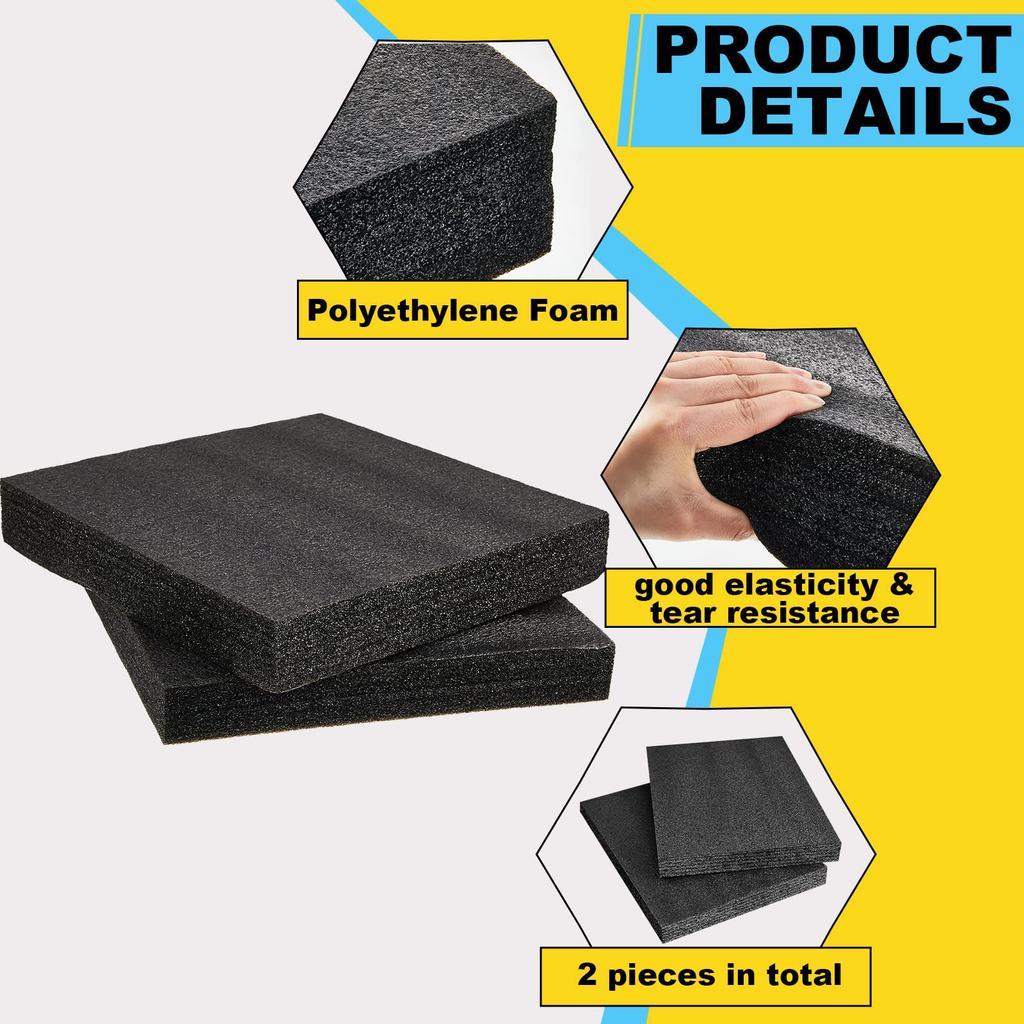 Polyethylene Foam Sheet Black Block Sheet Thick Cuttable Foam Padding Inserts for Cases,Packing Toolbox Storage and Craft Pad