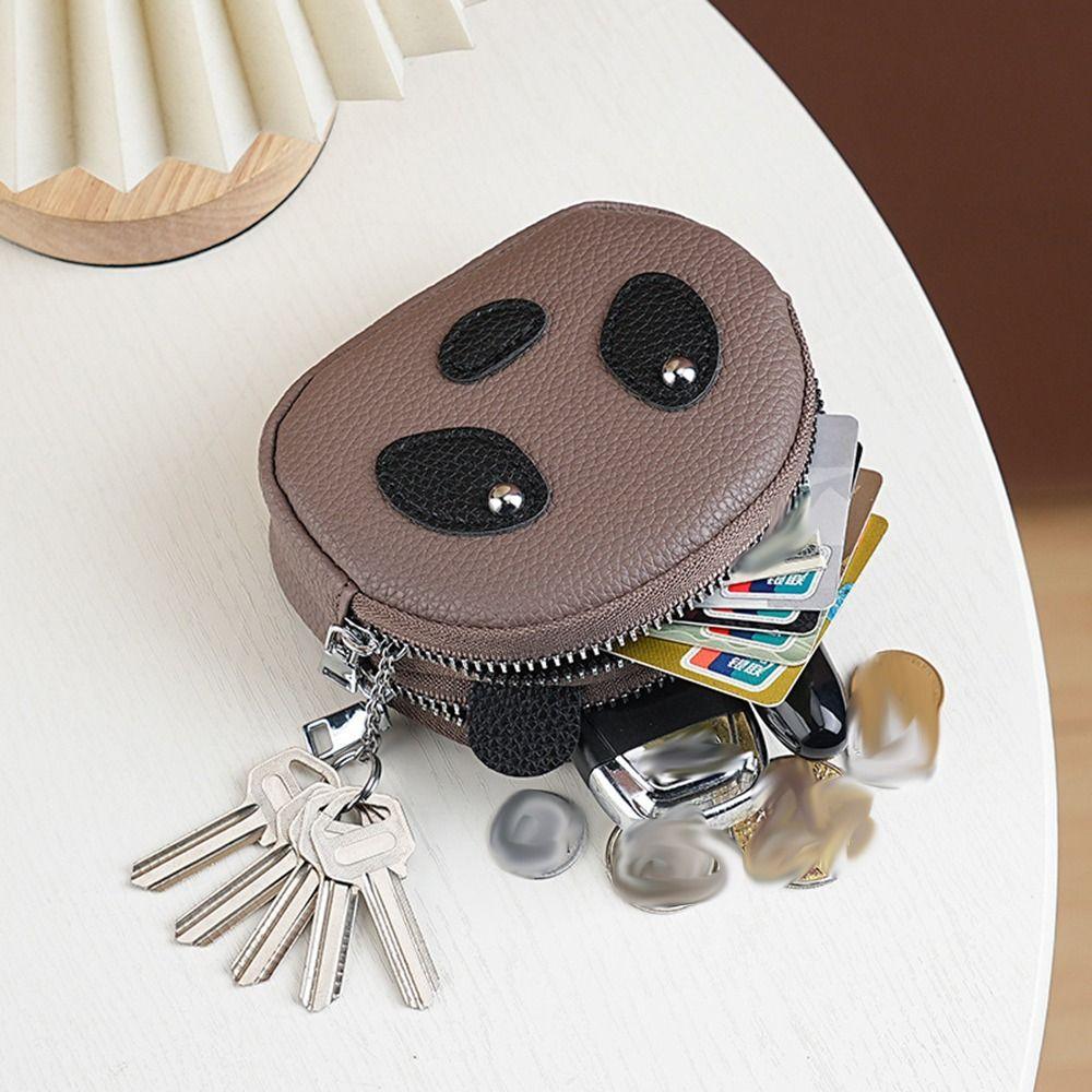Double Layer Zipper Coin Purse Mini Small Item Bag Retro Creative Panda Wallet  Men