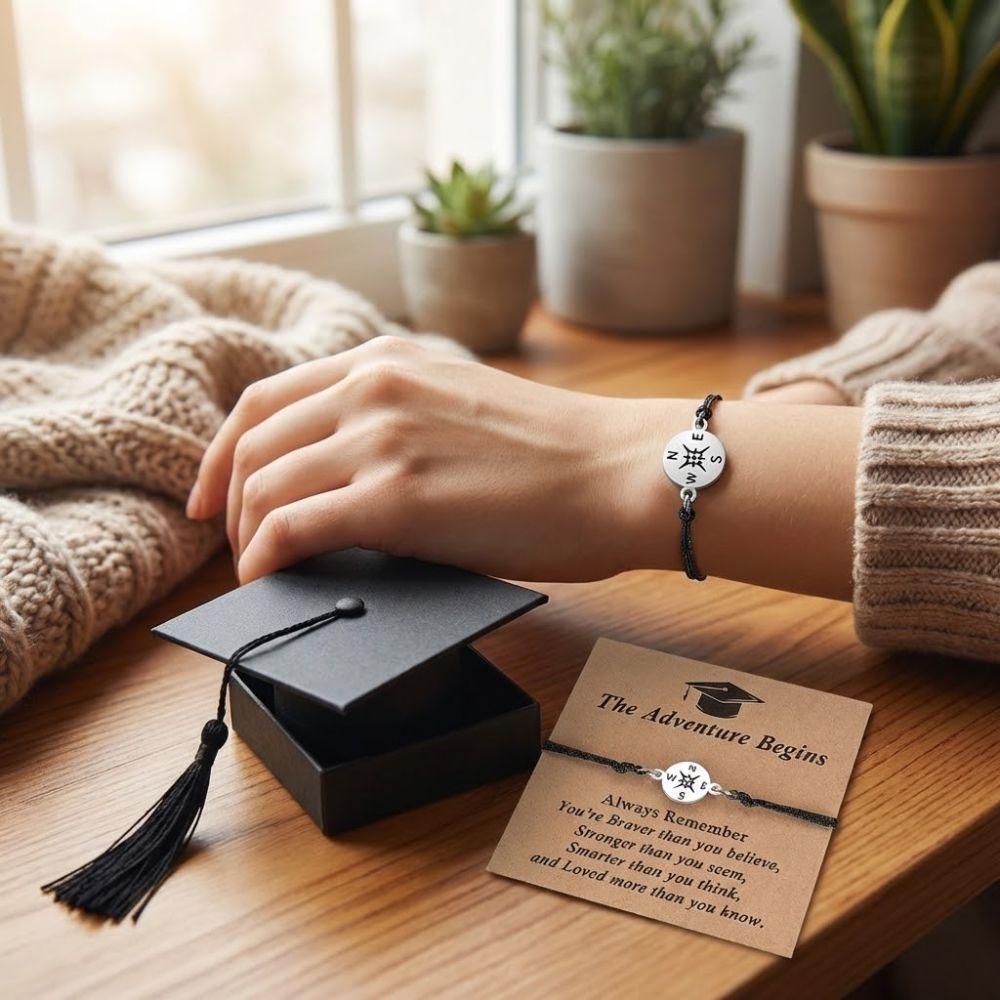 Hand Woven Compass Charm Wristband Friendship String Bracelet College Graduation