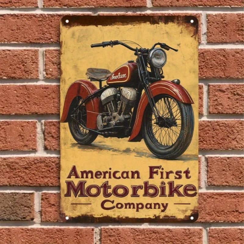 Motorcycle Metal Wall Sign, Garage Bar Decor 20x30cm