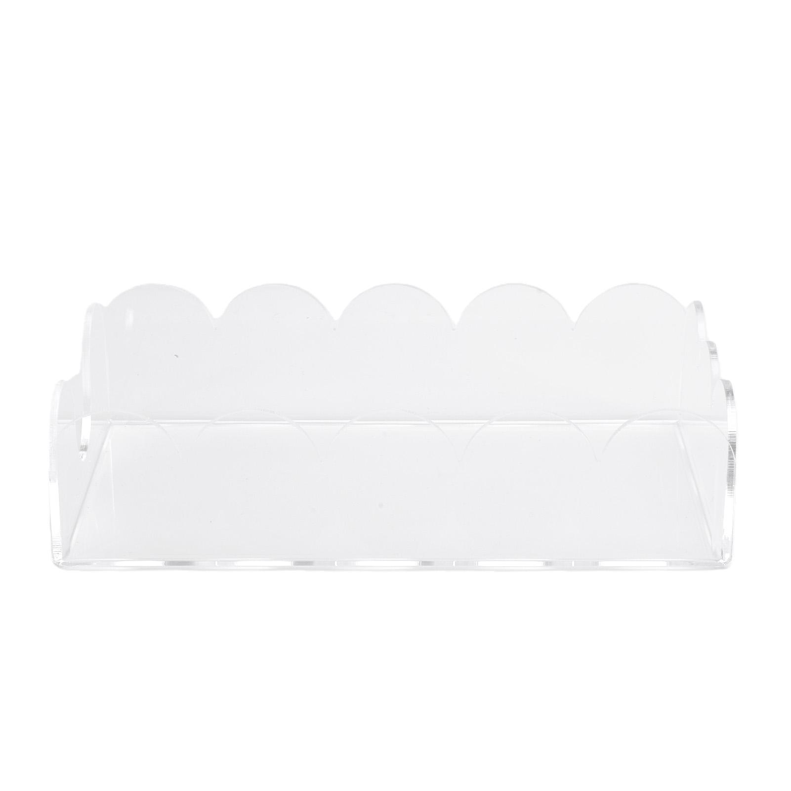

Clear Acrylic Napkin Holder Hand Towel Disposable Paper Table Scalloped Tray for Bathroom Kitchen Dining Room Weddings