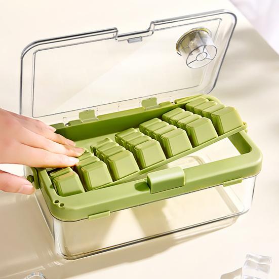 Eiswürfelform mit Schaufel und Druck-Release Große Kapazität Silikon-Eiswürfelform für Gefrierschrank BPA-Frei Lebensmittelqualität Stapelbarer Eiswürfelbereiter für die Küche