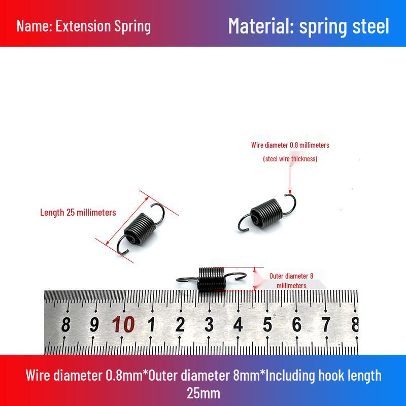 0.8mm Yellow Extension Spring with Hooks - Stapler Rebound Force 