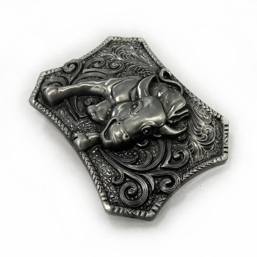 Western Cowboy Tang Dynasty Grass Pattern Alloy Belt Buckle