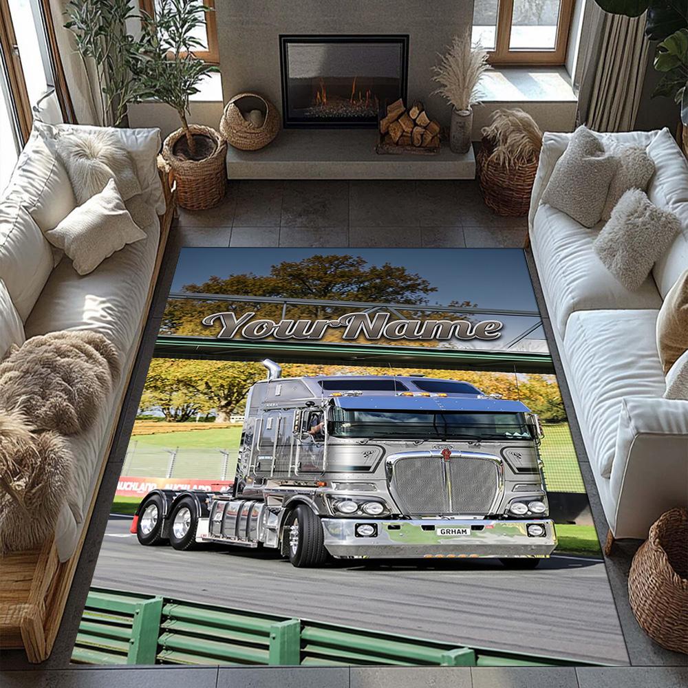 Kw Heavy Trucks Customize Your Name Area Rug Perfect for Study room Hallway Kitchen Game Room Antislip Carpet Anime Office Decor Wedding Party Gift
