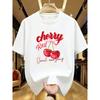 Women's Round Neck Short Sleeve T-shirt with And Trendy Prints Summer Short Sleeved Tops Tees