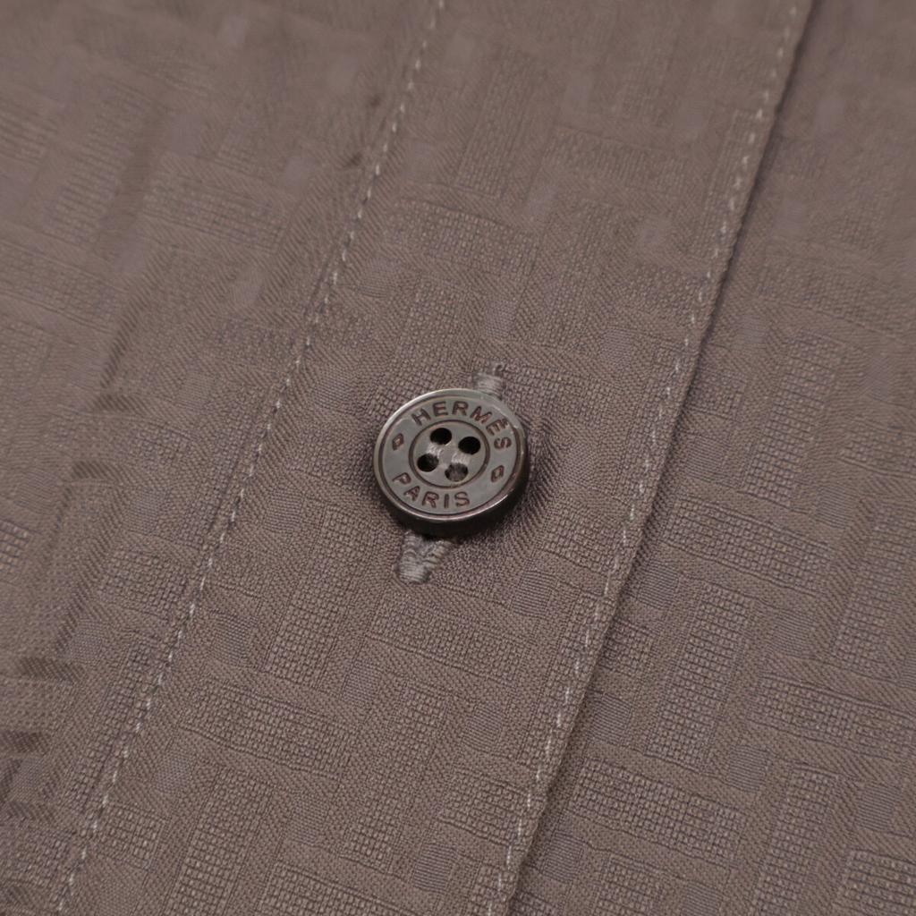 Hermes [Excellent Condition/Domestically Authorized/24 Stainless Steel] MOSAIQUE H Mosaic Jacquard Belted Country Dress (4H0502DB) Dress 32 BrownUsed