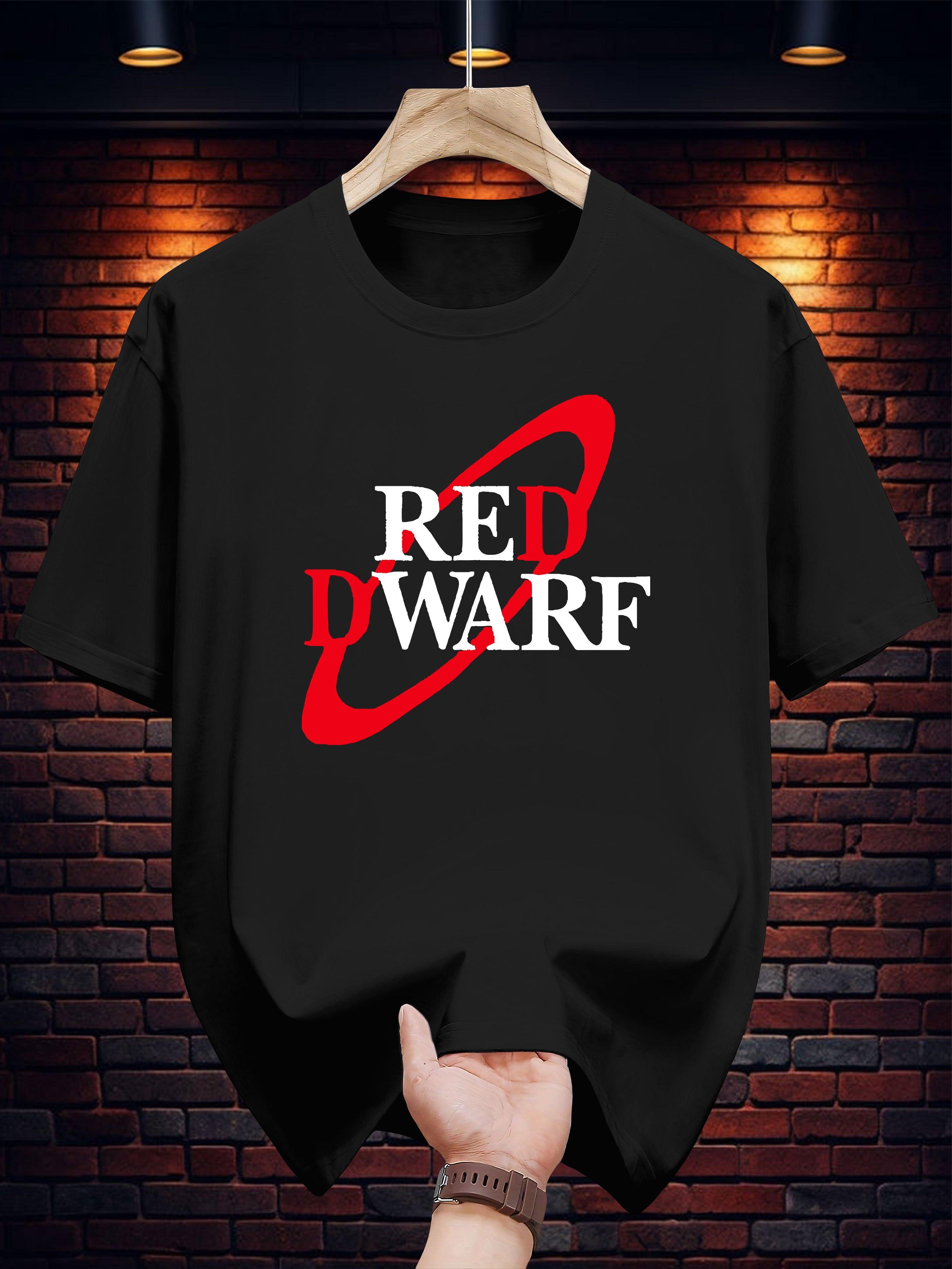 T-shirt with Red Dwarf Print - Black Casual Summer Tee M