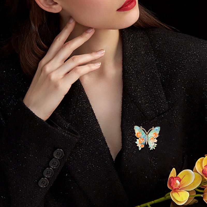 Vintage Big Flower Butterfly Brooches 5-Color Beautiful Insects Brooch For Women Fashion Colorful Animal Pins Jewelry Gifts