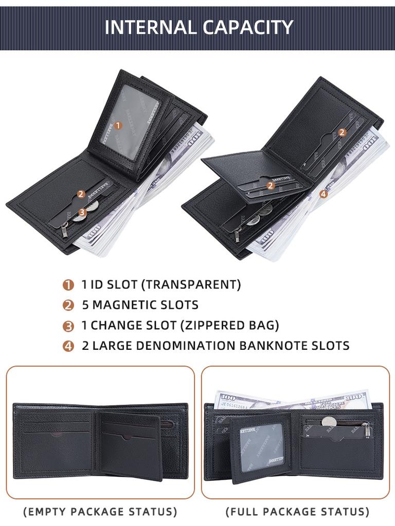 Baellerry Men's Short Horizontal RFID Protection Wallet Fashion Patchwork Billfold Coin Purse