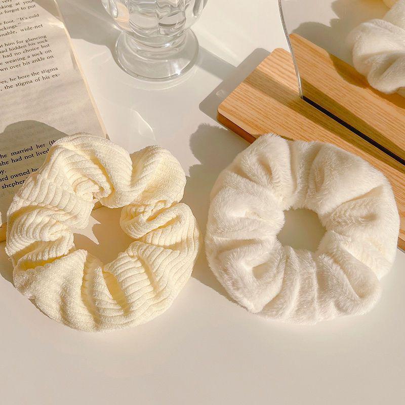 Milk Coffee Plush Hair Ring - Simple Elastic Band for Autumn/Winter
