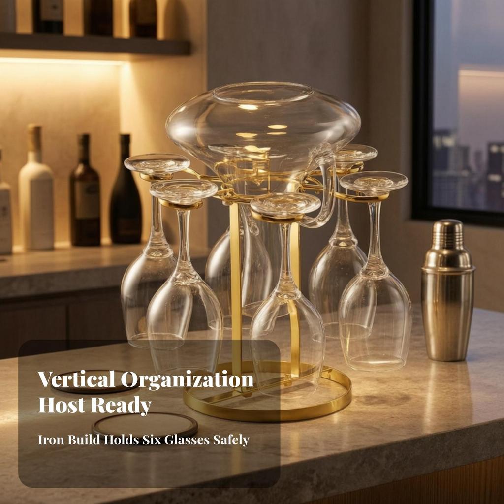 Freestanding Grape Glass Rack Sturdy Countertop Stand Low-Height